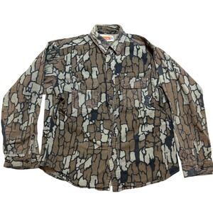 Vintage Winchester Trebark Camo Shirt Mens Large Made in USA Cotton Flannel‎
